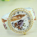 2014 High quality alloy band bell tower flower ladies watch with diamond